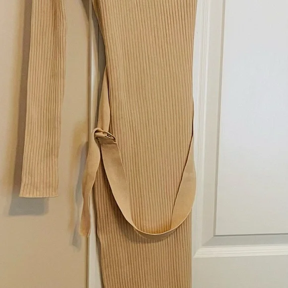 Above The Basics One Shoulder Sweater Dress - Taupe - Picture 5 of 10